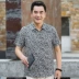 Dad mùa hè phần mỏng của người đàn ông trung niên ngắn tay áo lụa tơ tằm áo mùa hè tuổi 40 năm 50 mới Bộ đồ
