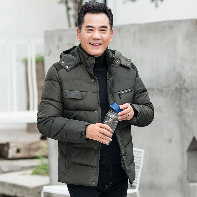 Autumn and winter men's coat Cotton coat for the elderly 40-50-year-old father's outfit Middle-aged men's cotton suit short winter outfit