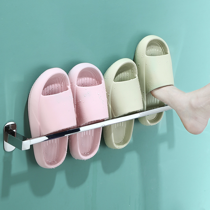 Non-perforated waterproof bathroom slippers rack 304 stainless steel powder room storage toilet wall-mounted toilet wall