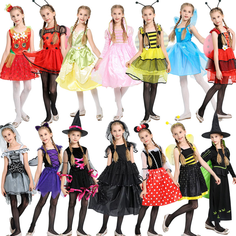 Children's Halloween costume Flower Fairy Spider Spirit Ghost Bride suit Bee Mickey suit Ladybug suit Witch cos suit