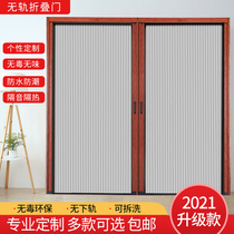 Custom honeycomb door toilet mobile door free to punch kitchen invisible push Ramen room air conditioning partition folding door