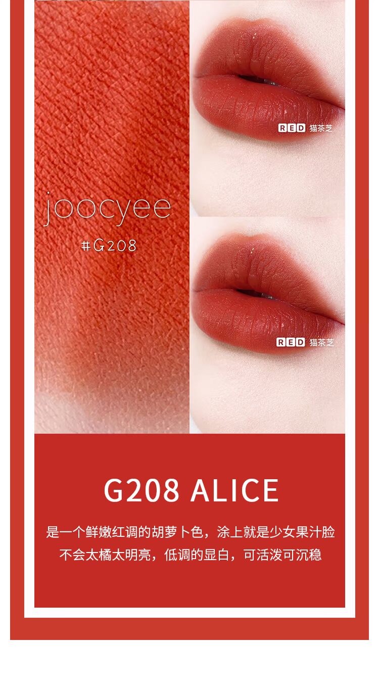 Son môi kim cương nhỏ JC # Joocyee nhung mờ son môi kim cương mờ dưỡng ẩm G208 G211 - Son môi bbia 35
