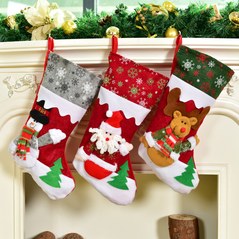 Christmas socks gift bag large candy bag children Santa Claus socks gift gift pendant decoration