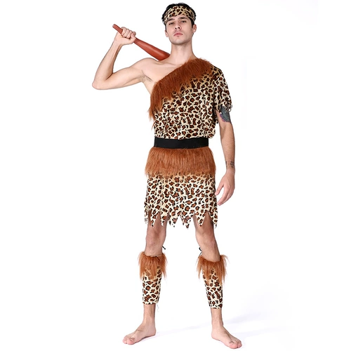 Хэллоуинская одежда Cos исполняет одежду, взрослые мужчины и женщины, коренные народы, индийский леопардовый дикая одежда