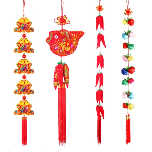 NIU Новый год весенний фестиваль поставляет украшение украшения новогоднего товара Fire Fire Red Chili Firecrackers искажает бархатные подвесные украшения