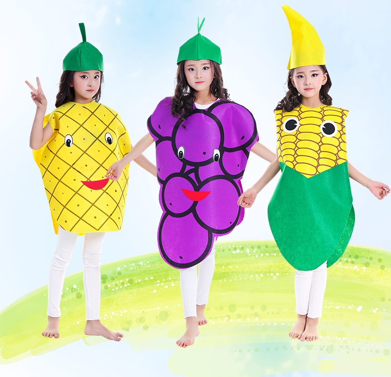 Quần áo biểu diễn quần áo trái cây, quần áo bảo vệ môi trường, trình diễn thời trang trẻ em, biểu diễn rau, trang phục sáu mươi mốt, quần áo tạo kiểu trang phục biểu diễn trẻ em