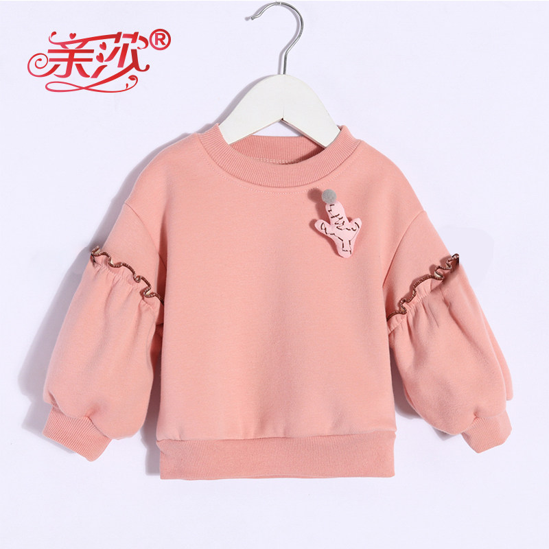 Girl Spring Dress New Thick Cotton T Women Bao Baby Casual Inner Lap Clothing Child Foreign Pie Long Sleeve Slim Fit Round Jacket Hooded Sweatshirt