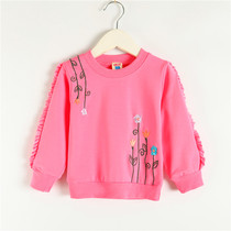 Spring new childrens sweatshirt undershirt girl cardiovert girl long sleeve round neck shirt baby cut-shirt hooded sweatshirt