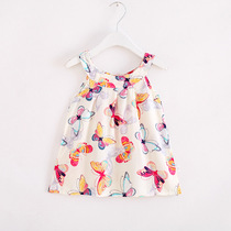 Summer new girl cotton silk vest dress child princess princess skirt woman with sleeveless dress shirt with air conditioning skirt
