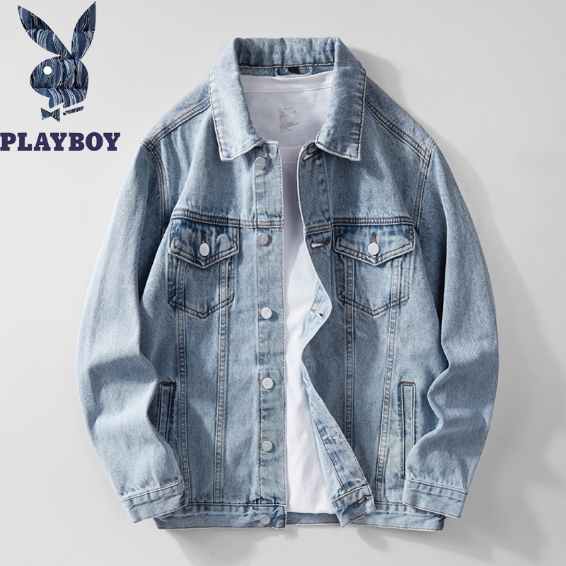 Playboy Denim Jacket Men's Spring and Autumn 2026 New Youth Workwear Jacket Hong Kong Style Casual Top
