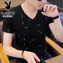 Playboy 2021 Korean version of V-neck T-shirt men long sleeve ins base shirt summer trend inside casual top