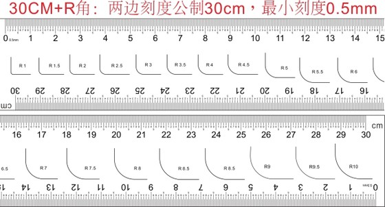 고정밀 필름 눈금자, 유연한 투명 눈금자, 양면 맞춤형 눈금, 최소 눈금은 0.1mm0.5mm입니다.