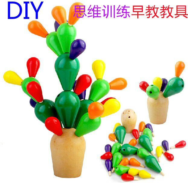 Wooden insert and dismantle blocks 2 - 3 - 4 year old cactus ball assembly kindergarten early teaching intelligence toys