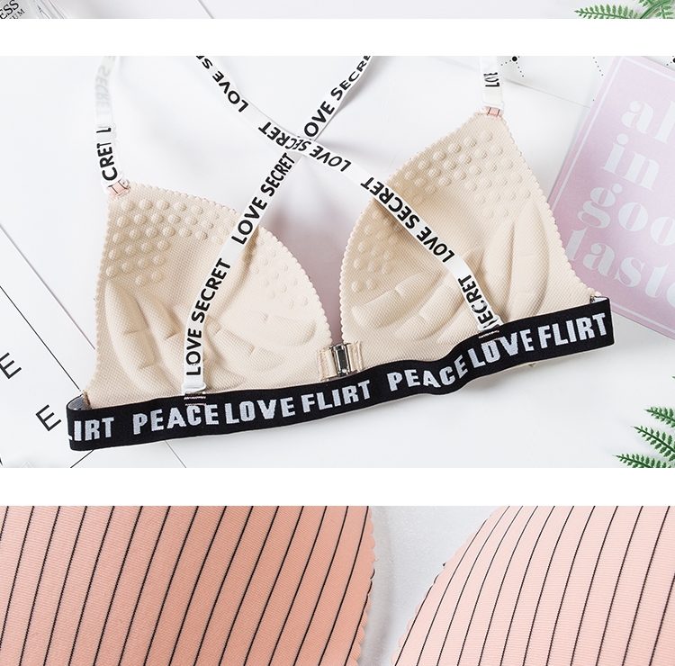 Khóa trước tam giác cup mảnh duy nhất gợi cảm phần mỏng đồ lót backless ngực nhỏ tập hợp bikini áo ngực bikini 2020