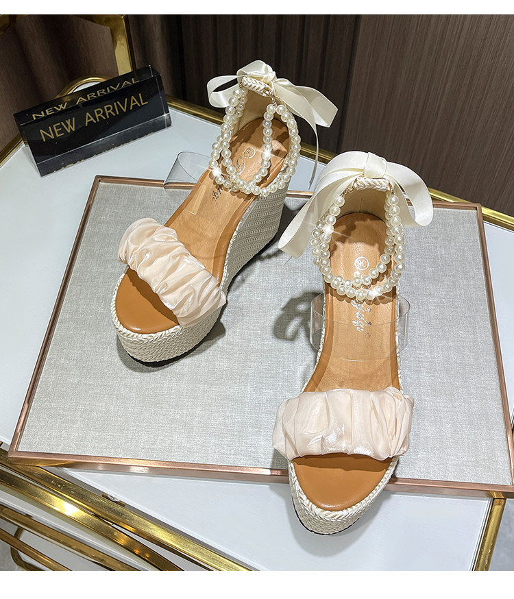 Sandal cao gót nữ hở mũi đế xuồng ren một quai gót 12 cm — Trắng nhạt 10CM, Trắng nhạt 12CM, Trắng nhạt 15CM chi tiết 11