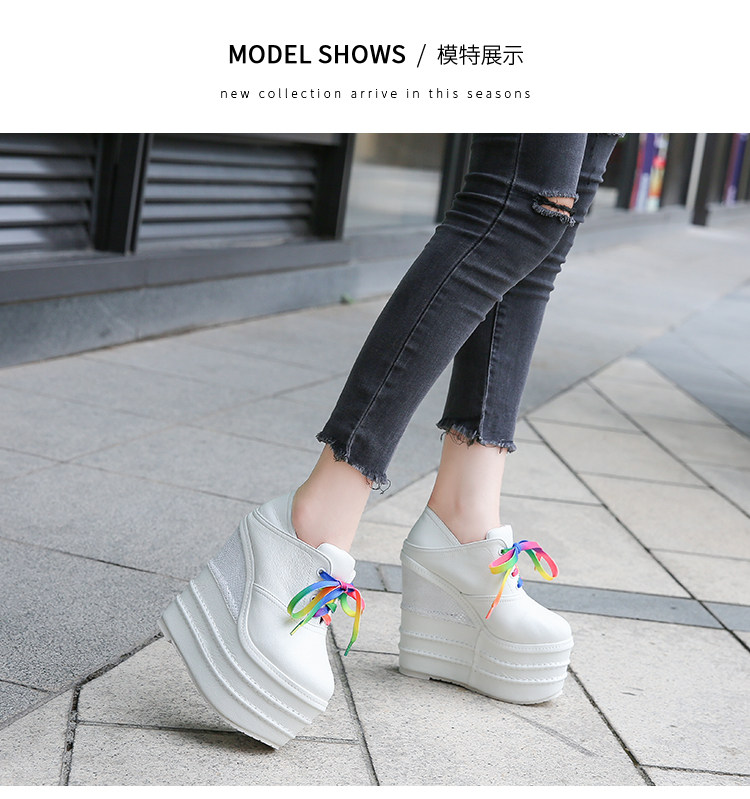 Giày cao gót nữ đế xuồng platform siêu cao 15 cm, dây buộc, kiểu xỏ chân đa năng — Trắng 12CM, Trắng 15CM, Đen 12CM, Đen 15CM chi tiết 15