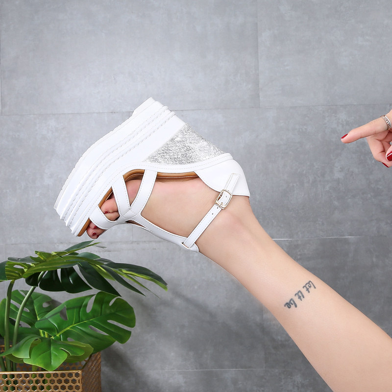 Sandal cao gót nữ hở mũi đế xuồng 10 cm phong cách boho — Mơ 14CM, Mơ 16CM, Trắng 14CM, Trắng 16CM chi tiết 3