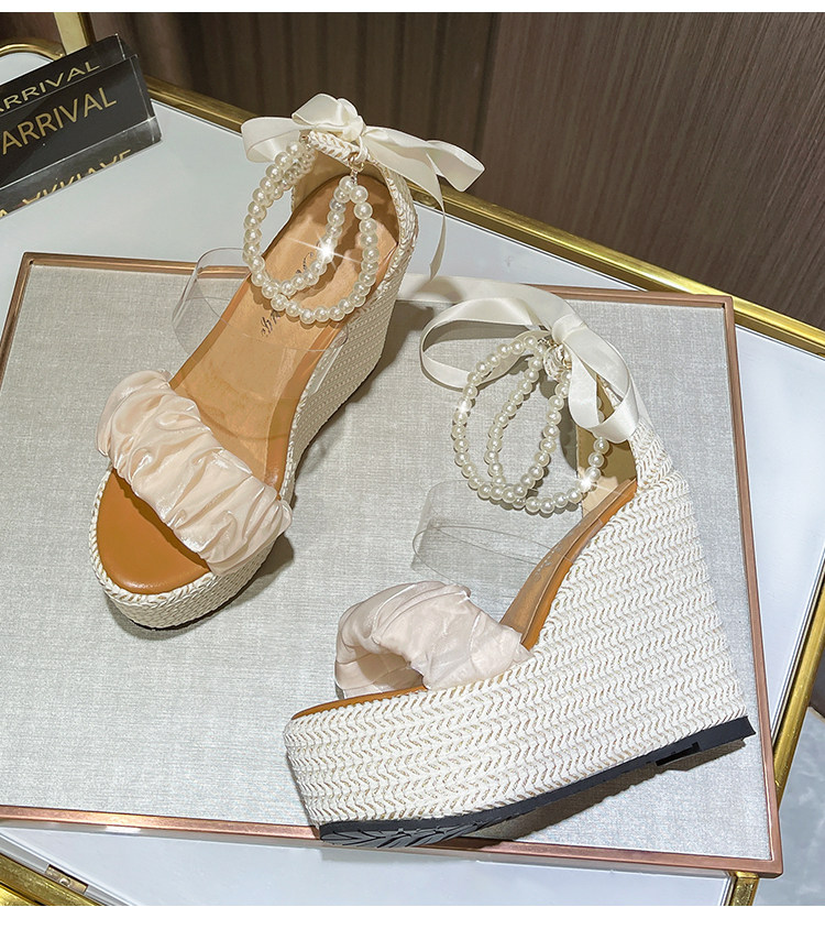 Sandal cao gót nữ hở mũi đế xuồng ren một quai gót 12 cm — Trắng nhạt 10CM, Trắng nhạt 12CM, Trắng nhạt 15CM chi tiết 16