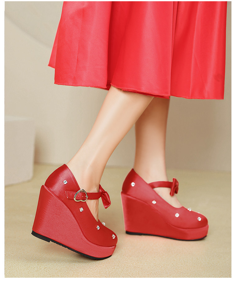 Giày cao gót nữ đế xuồng platform màu đỏ pha lê, gót 15 cm, phong cách Trung Hoa — Mơ 10cm, Mơ 15cm, Đỏ 10cm, Đỏ 15cm chi tiết 48