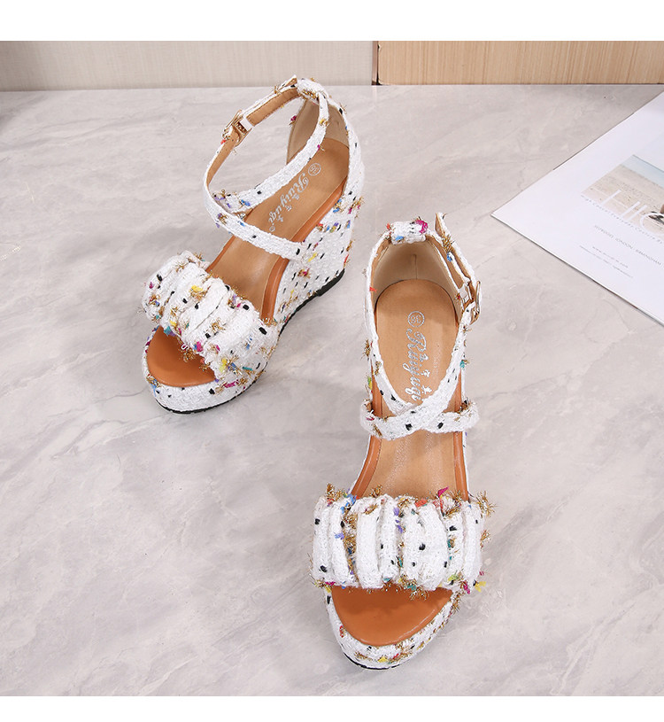 Dép sandal đế xuồng cao gót nữ quai chéo, gót 15 cm, hở mũi, phong cách thời trang — Trắng 10CM, Trắng 12CN, Trắng 15CM chi tiết 35