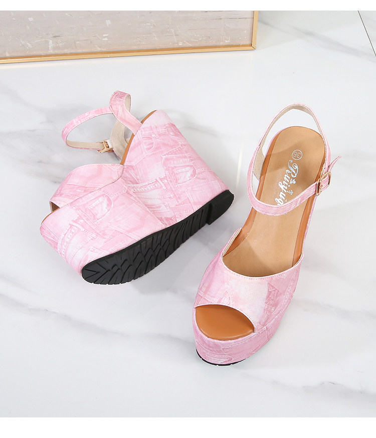 Sandal hở mũi nữ đế cao gót siêu cao denim thời trang — Hồng 10cm, Hồng 15cm, Mơ 10cm, Mơ 15cm chi tiết 42