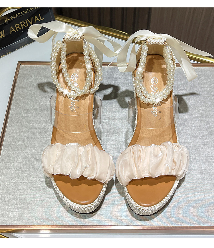 Sandal cao gót nữ hở mũi đế xuồng ren một quai gót 12 cm — Trắng nhạt 10CM, Trắng nhạt 12CM, Trắng nhạt 15CM chi tiết 21