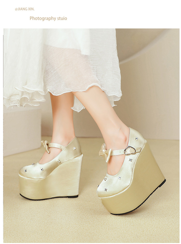 Giày cao gót nữ đế xuồng platform màu đỏ pha lê, gót 15 cm, phong cách Trung Hoa — Mơ 10cm, Mơ 15cm, Đỏ 10cm, Đỏ 15cm chi tiết 31