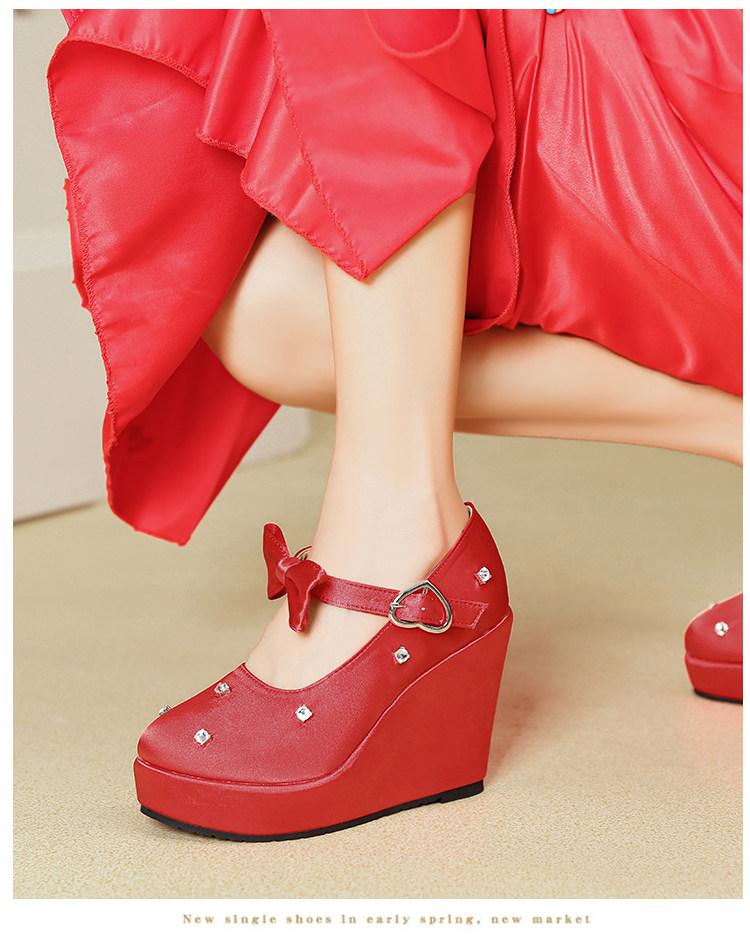 Giày cao gót nữ đế xuồng platform màu đỏ pha lê, gót 15 cm, phong cách Trung Hoa — Mơ 10cm, Mơ 15cm, Đỏ 10cm, Đỏ 15cm chi tiết 49