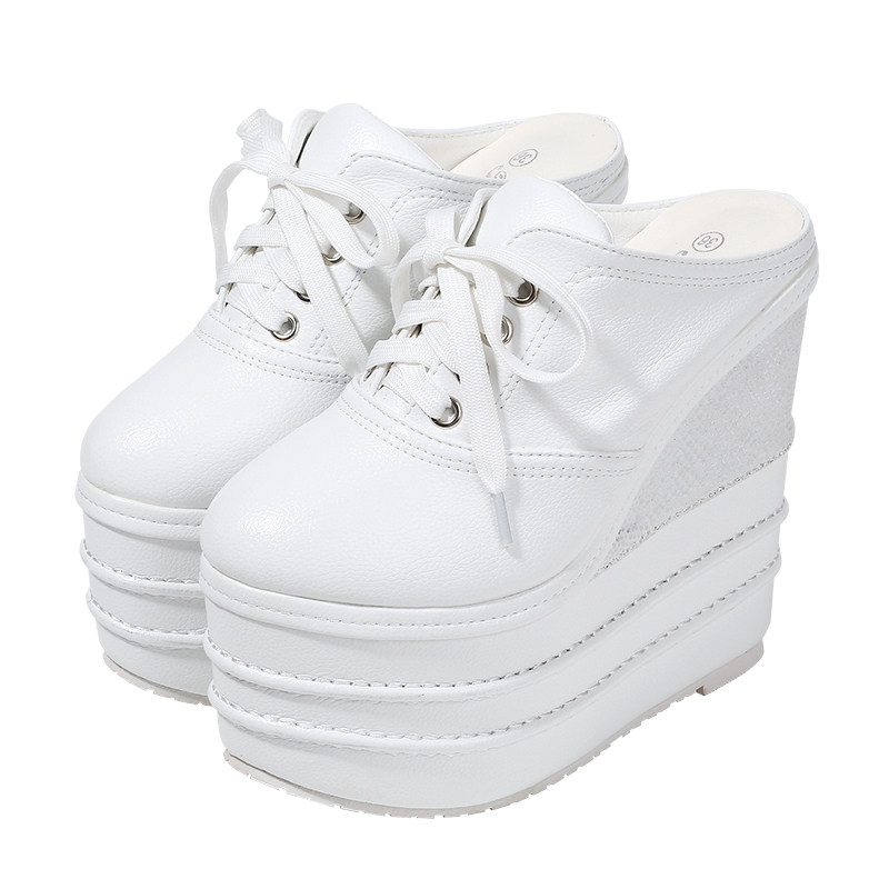 Giày cao gót đế xuồng platform siêu cao 15 cm cho nữ dáng nhỏ — Trắng 12cm, Trắng 15cm, Đen 12cm, Đen 15cm chi tiết 47