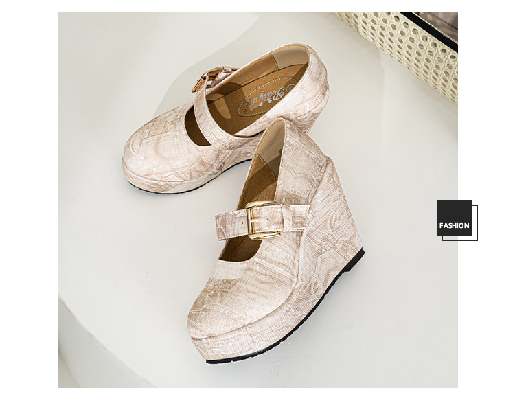 Giày cao gót Mary Jane nữ quai ngang đế dày, gót vuông ổn định — Mơ 10cm, Mơ 15cm chi tiết 32