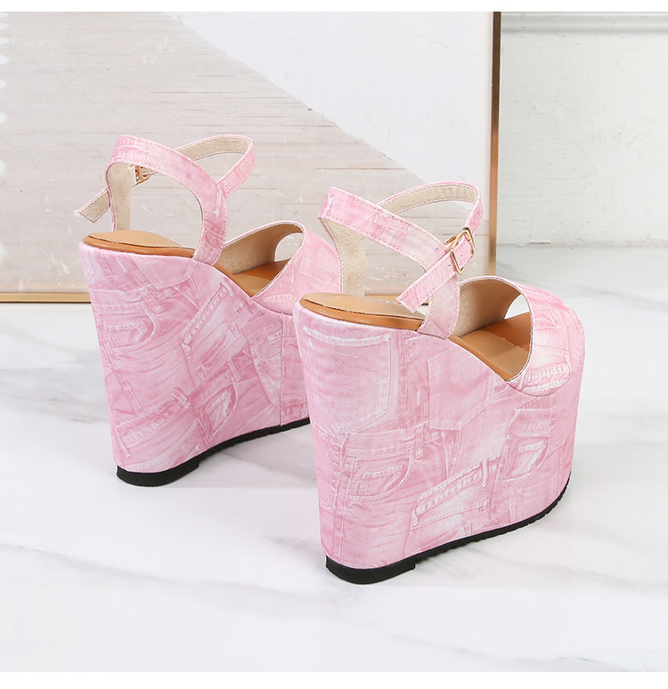Sandal hở mũi nữ đế cao gót siêu cao denim thời trang — Hồng 10cm, Hồng 15cm, Mơ 10cm, Mơ 15cm chi tiết 41