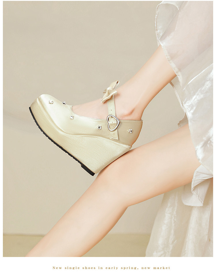 Giày cao gót nữ đế xuồng platform màu đỏ pha lê, gót 15 cm, phong cách Trung Hoa — Mơ 10cm, Mơ 15cm, Đỏ 10cm, Đỏ 15cm chi tiết 42