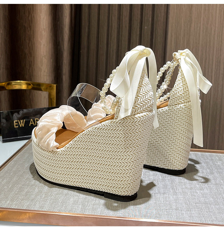 Sandal cao gót nữ hở mũi đế xuồng ren một quai gót 12 cm — Trắng nhạt 10CM, Trắng nhạt 12CM, Trắng nhạt 15CM chi tiết 13
