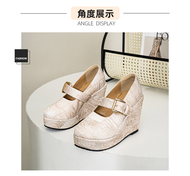 Giày cao gót Mary Jane nữ quai ngang đế dày, gót vuông ổn định — Mơ 10cm, Mơ 15cm chi tiết 29