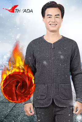 Middle-aged and elderly hot clothes men's cardigan thickened and velvet winter loose large size old man cotton coat father hot coat