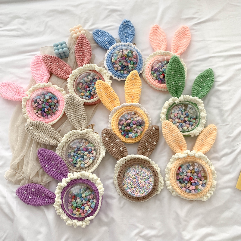 Gift handmade rabbit embroidery knitting diy material bag Transparent Mickey net red cute crossbody send girlfriend best friend