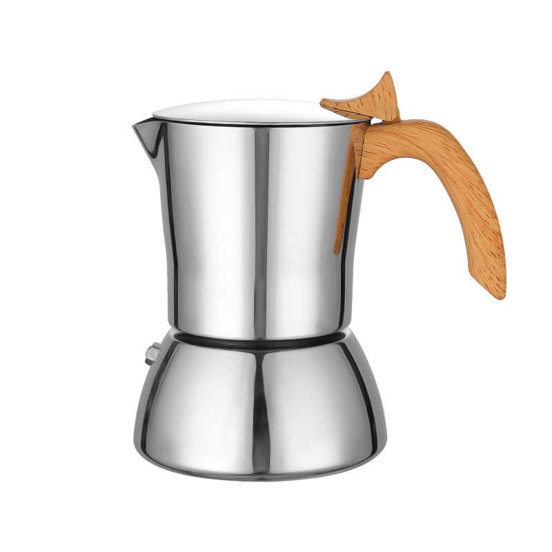 Stainless Steel Moka Pot Coffee Maker with Handle for Brewing Coffee at Home, Espresso Extraction, Hand-Brewed Coffee Pot