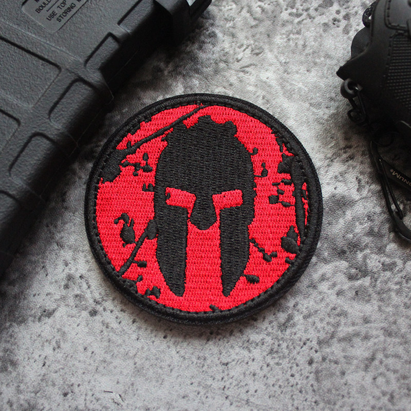 Full Embroidered Velcro Spartan Hardhat Tactical Morale Badge Armband Bag Sticker Round DIY Sewing Badge Cloth Sticker