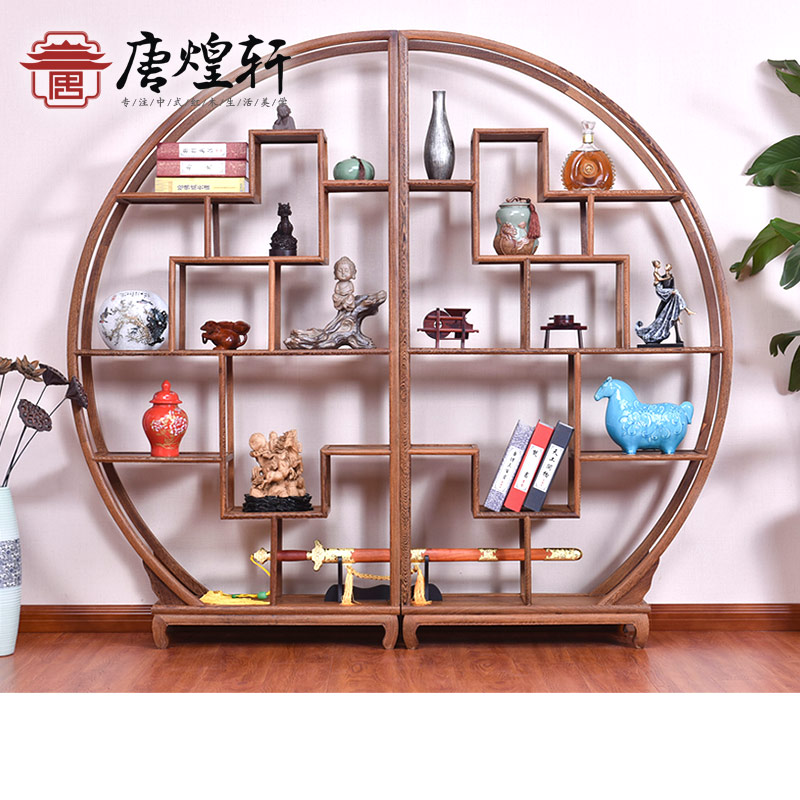 Mahogany furniture round teapot stand chicken wing Wood bogus display cabinet solid wood antique rack display rack