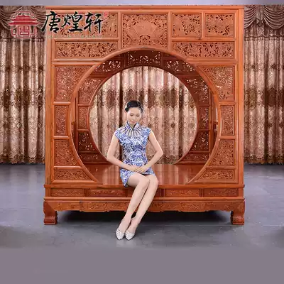 Myanmar Rosewood shelf bed Chinese mahogany moon cave bed Ming and Qing classical antique step bed thousands of work bed