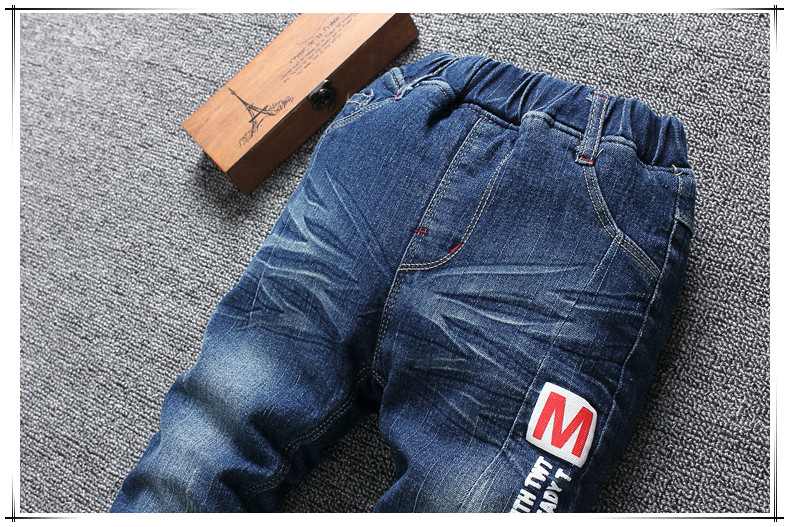 Quần jean nam mùa đông 2018 trong quần cotton bé trai phiên bản Hàn Quốc của quần ống suông thẳng cộng với nhung dày quần lót bé trai