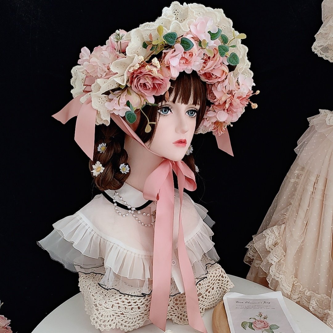 Original handmade straw hat flat hat lolita gorgeous  display picture 1