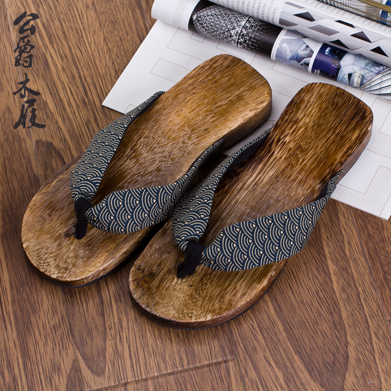 Special Offer  Japanese-Style Wooden Clogs Japanese Burnt Paulownia Wood Flat Sandals Flip-Flops Men's Wooden Clog Slippers