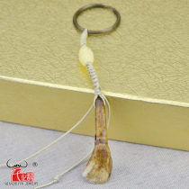 Bone real tooth keychain imitation wolf tooth keychain pure hand woven rope pendant Western primitive tribal jewelry