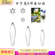 New imported simulation of Baizi Lotus turned sugar flower cutting die stainless steel baking cake decoration bread Clay