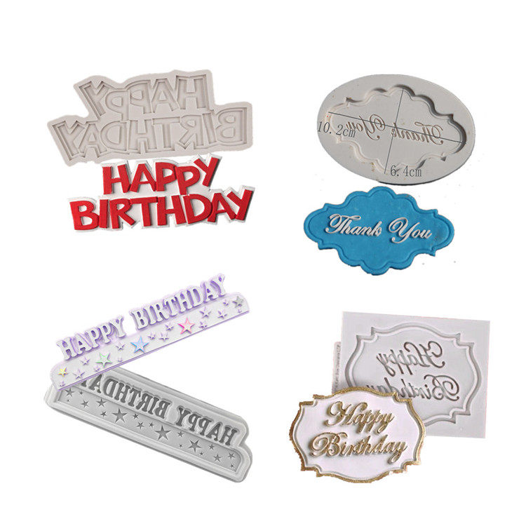 New Happy Birthday English fondant cake silicone mold dry Pace decoration mousse chocolate baking clay