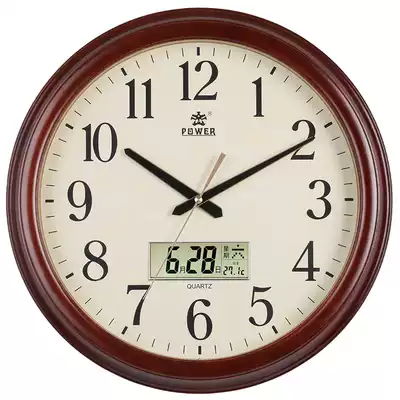 Overlord Chinese style solid wood wall clock silent living room simple wall watch Household Chinese retro perpetual calendar quartz clock