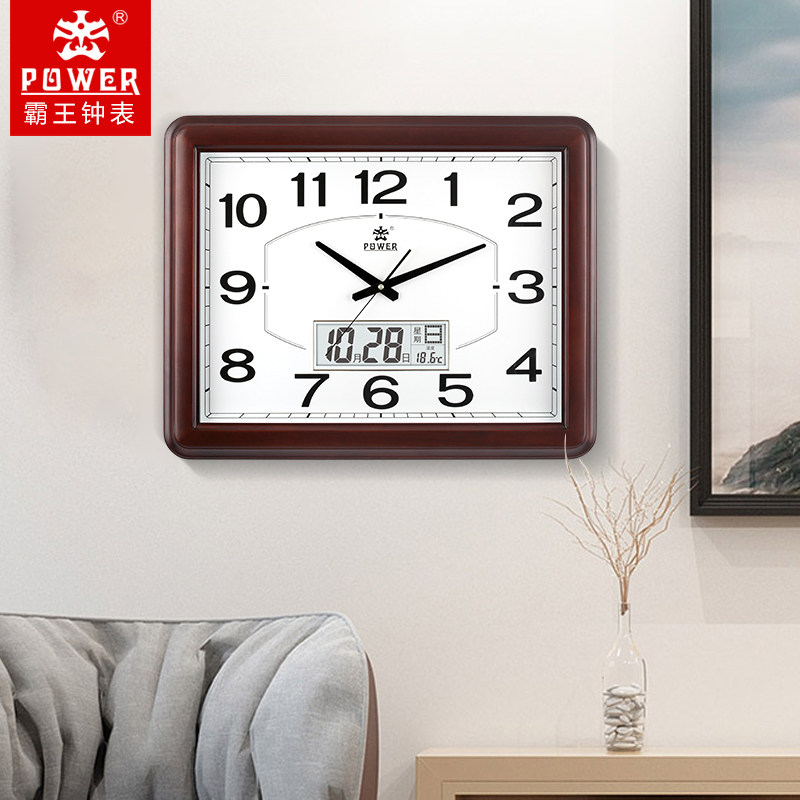 Barking and watch solid wood minimalist size China Wind retro home hanging clock Table Chinese living room mute quartz clock