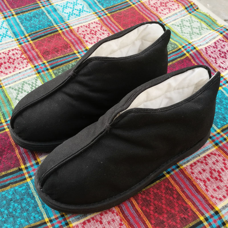 New pure artisanal kilolayers bottom men and women cotton fabric shoes natural cotton thickened winter warm all black traditional cotton boots