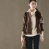 Xuân 2018 mới lót dây kéo cotton đan áo len giản dị nghệ thuật đa năng mỏng thể thao áo khoác ngắn áo da nữ đẹp Áo khoác ngắn
